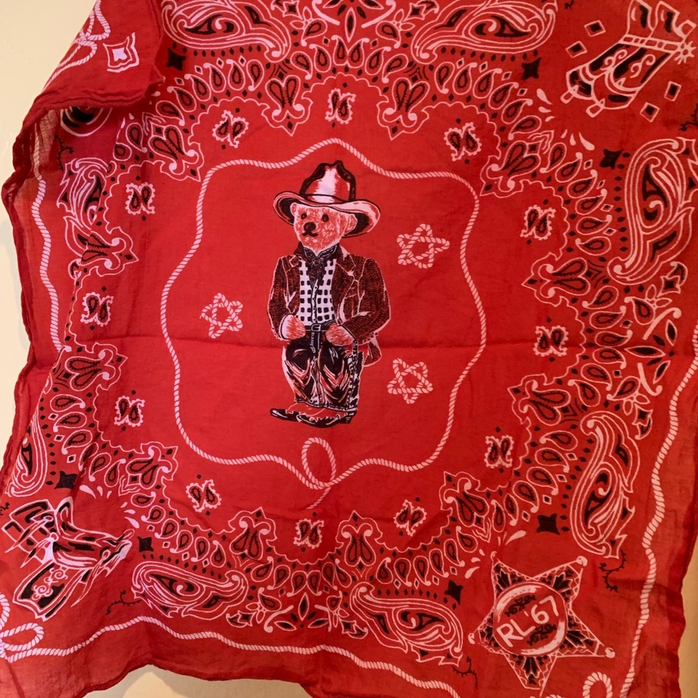 Free shipping! Rare vintage polo Ralph Lauren teddy bear handkerchief